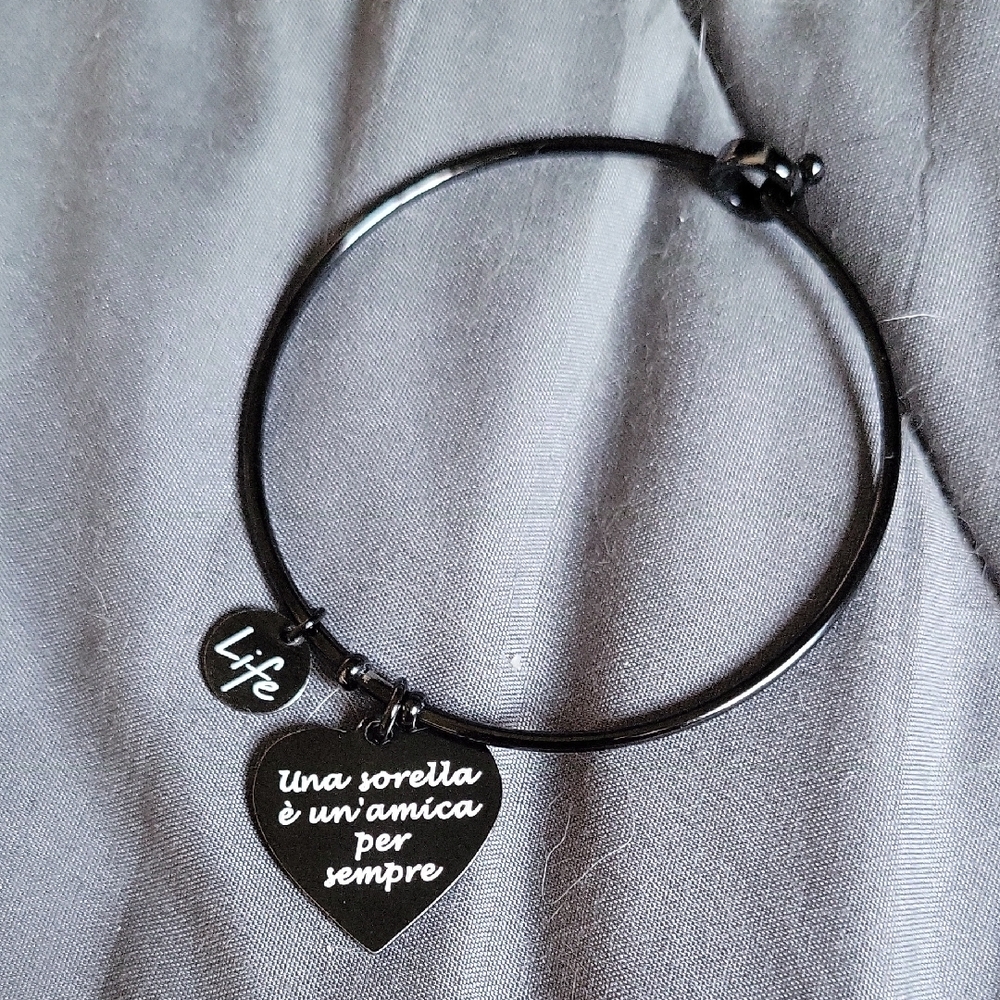 Black Heart Charm Bracelet